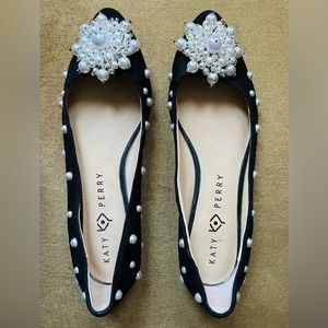 Katy Perry "The Lady" Suede and Pearl Ballet Flat Shoes